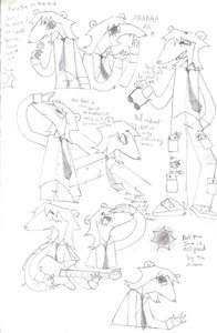 Graphite sketchbook page of a rat-like cartoon character singing, playing guitar and holding glasses, amid handwritten Dark Side of the Moon lyrics.